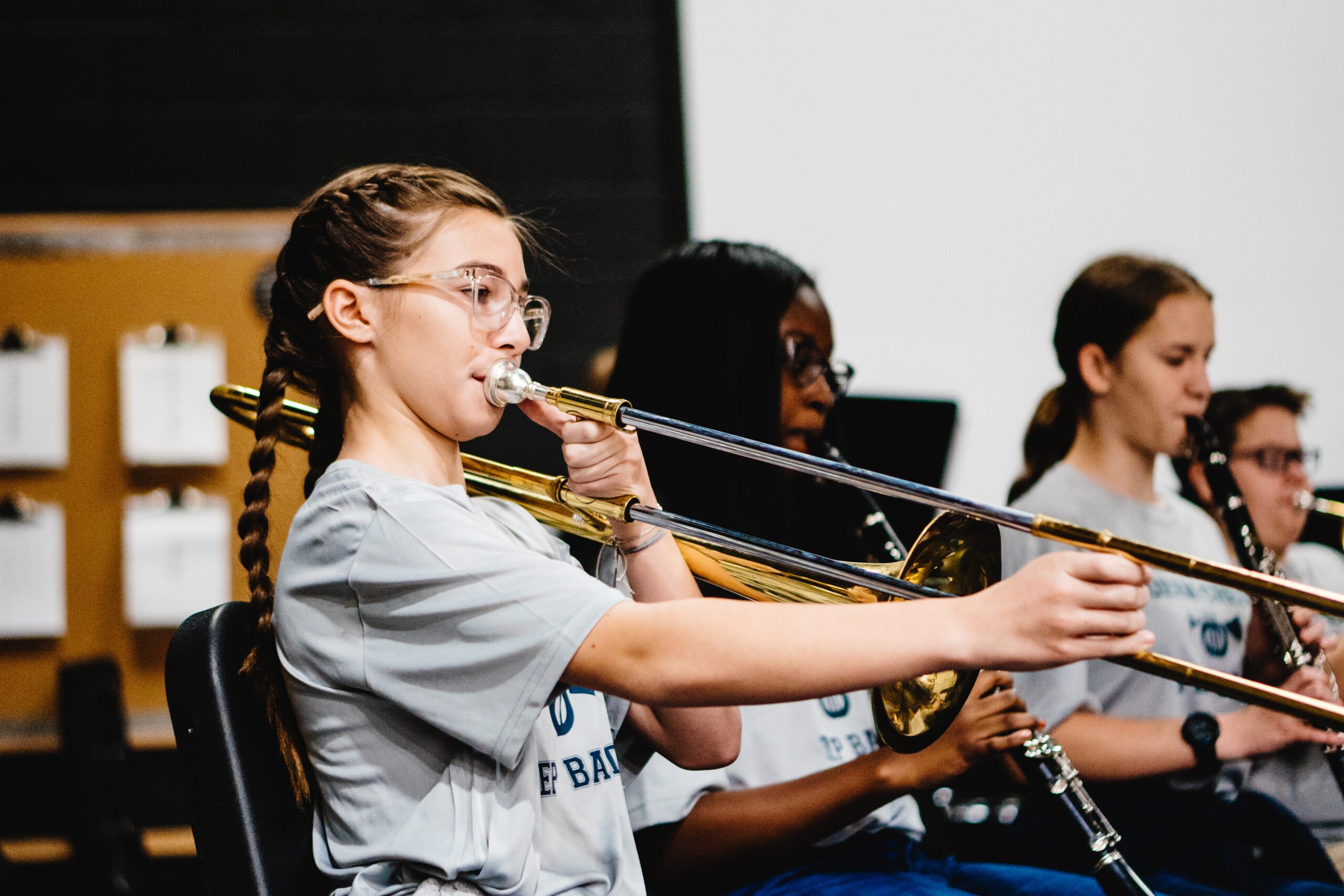 A Legacy Traditional Schools student performing in a band as a part of the Mozart Performing Arts progam