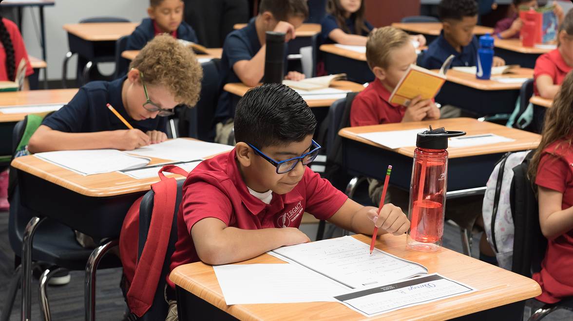 Students taking a test at Legacy Traditional Schools