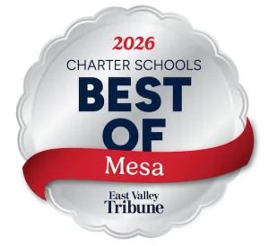 Badge showing Legacy Traditional Schools - Mesa was voted the #1 charter school in Mesa for 2026 by the East Valley Tribune Best of Mesa 2026 awards